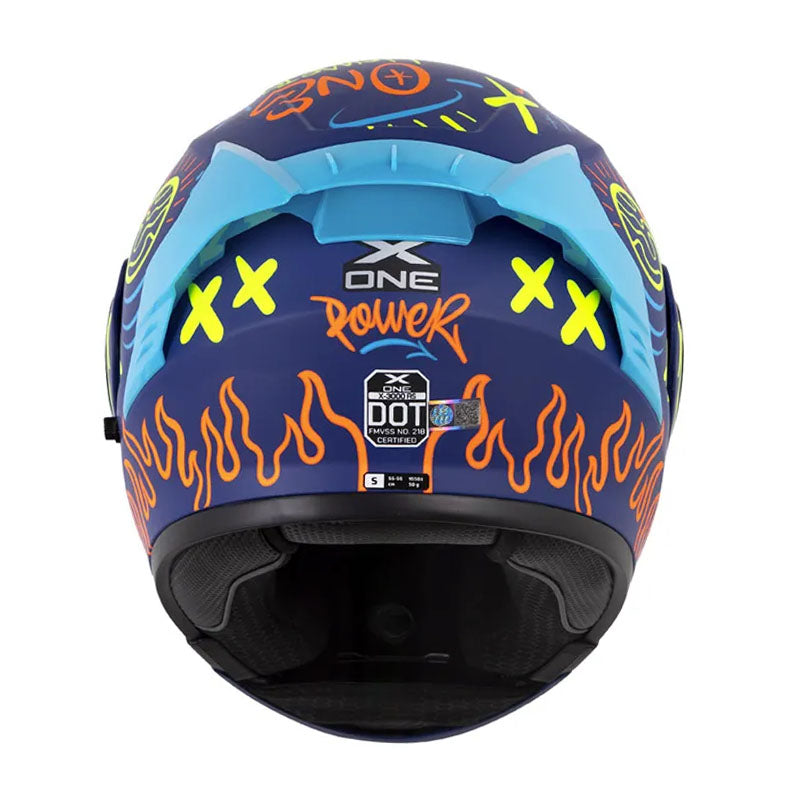 Casco X-One X-3000Rs Power Azul Naranja Neón Visor Iridium Azul