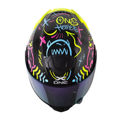 Casco X-One X-3000Rs Power Negro Amarillo Neón Visor Revo Morado