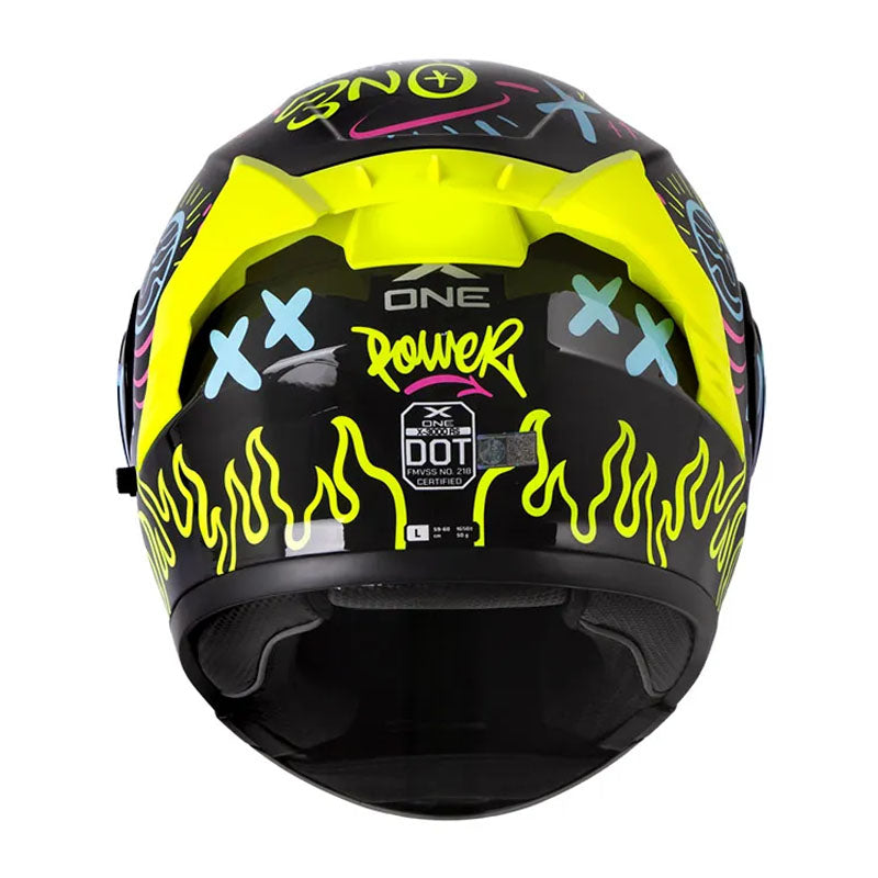 Casco X-One X-3000Rs Power Negro Amarillo Neón Visor Revo Morado