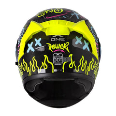 Casco X-One X-3000Rs Power Negro Amarillo Neón Visor Revo Morado