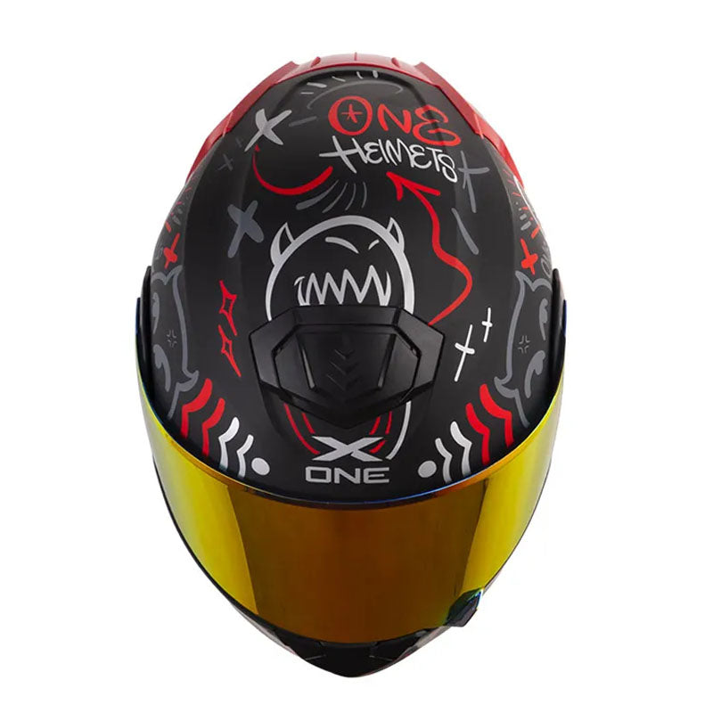Casco X-One X-3000Rs Power Negro Rojo Visor Revo Rojo