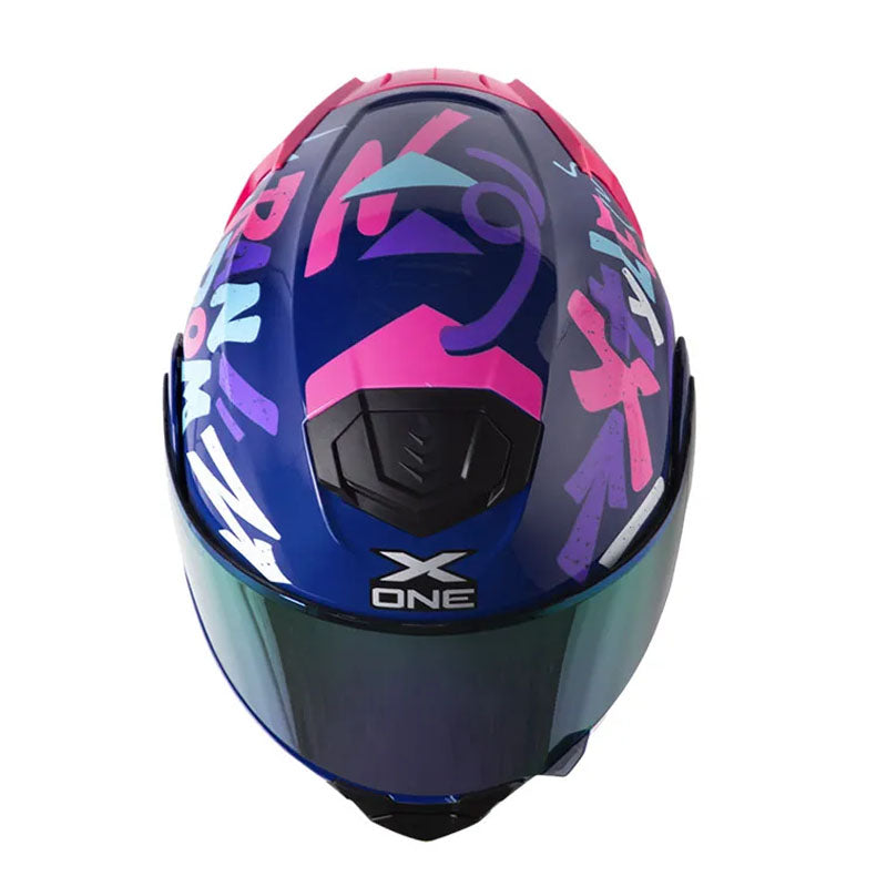 Casco X-One X-3000Rs Stuff Azul Fucsia Visor Revo Morado