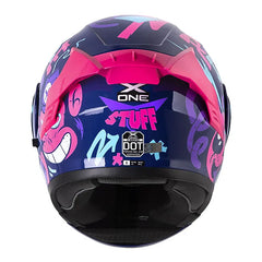 Casco X-One X-3000Rs Stuff Azul Fucsia Visor Revo Morado