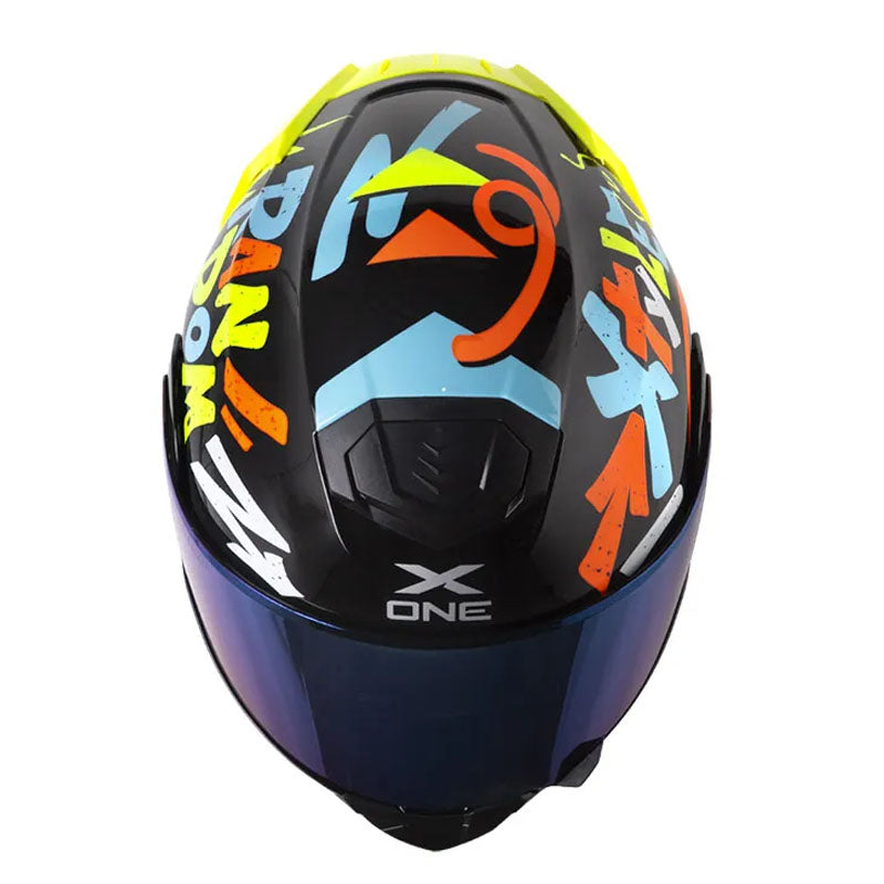 Casco X-One X-3000Rs Stuff Negro Azul Visor Iridium Azul