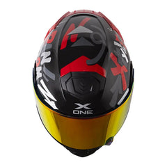 Casco X-One X-3000Rs Stuff Negro Rojo Visor Revo Rojo