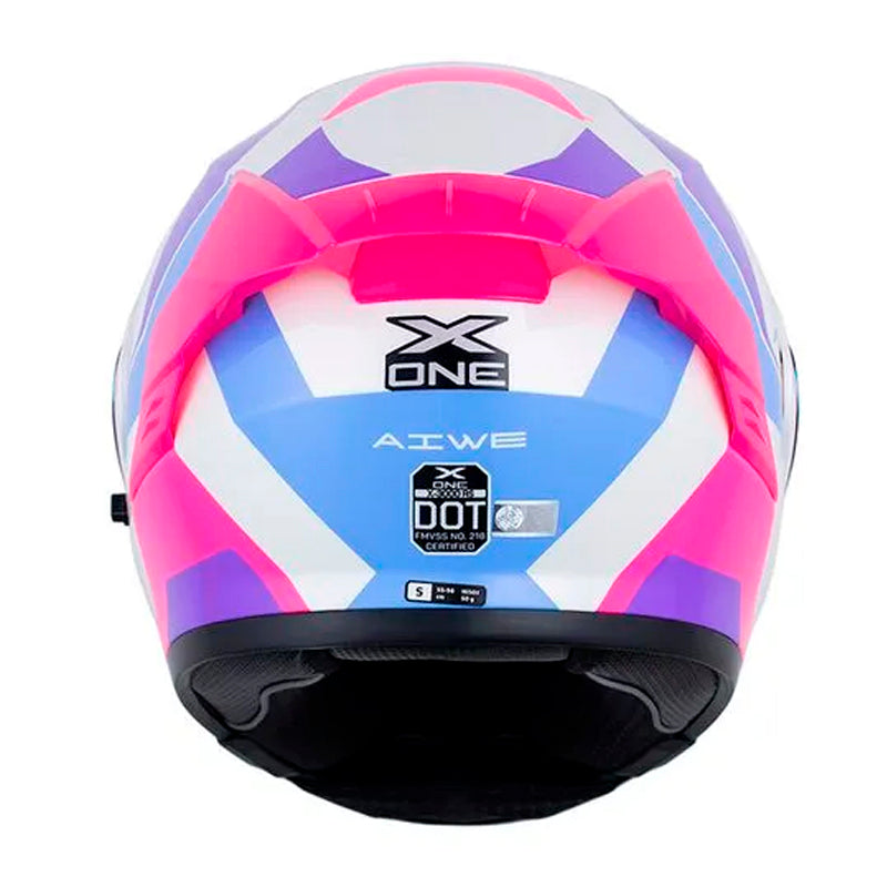 Casco X_One X-3000Rs Aiwe Blanco Perlado Fucsia Visor Iridium Morado