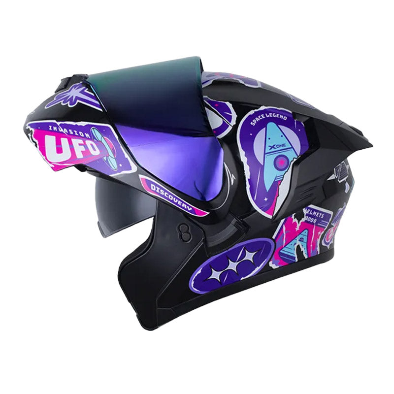 Casco X One X-3000Rs Discovery Negro Morado Visor Iridium Morado