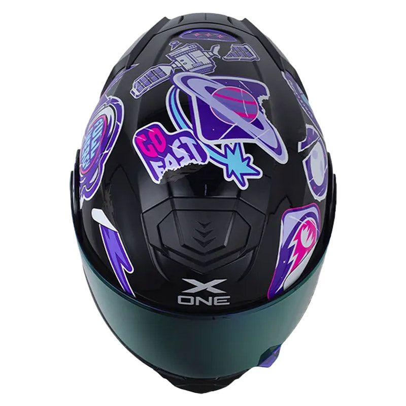 Casco X One X-3000Rs Discovery Negro Morado Visor Iridium Morado