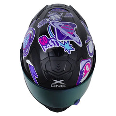 Casco X One X-3000Rs Discovery Negro Morado Visor Iridium Morado