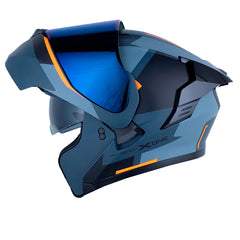 Casco X_One X-3000Rs Enox Gris Naranja Neon Visor Iridium Azul
