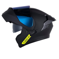 Casco X_One X-3000Rs Solid Negro Amarillo Neon Visor Iridium Azul