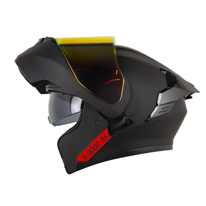 Casco X_One X-3000Rs Solid Negro Rojo Visor Revo Rojo