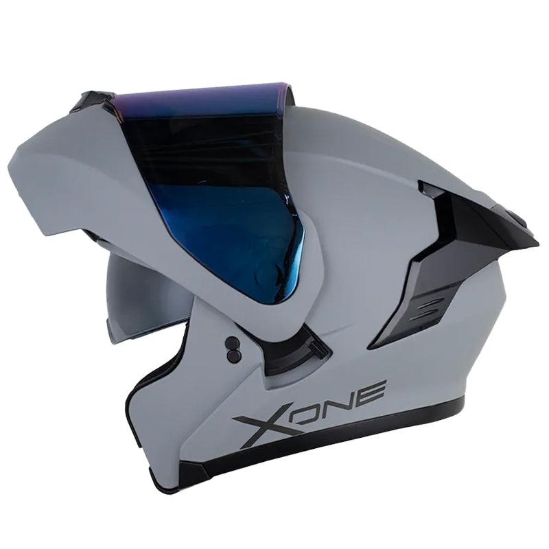 Casco X One X-3000Rs Solid_V2 Gris Gris Oscuro Visor Iridium Azul