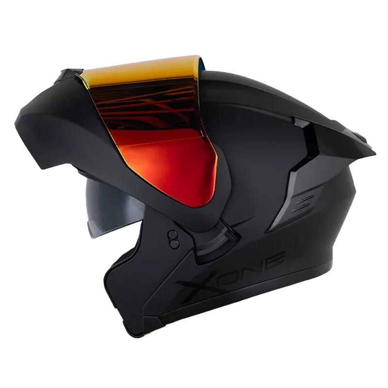 Casco X One X-3000Rs Solid_V2 Gris Oscuro Negro Visor Iridium Rojo