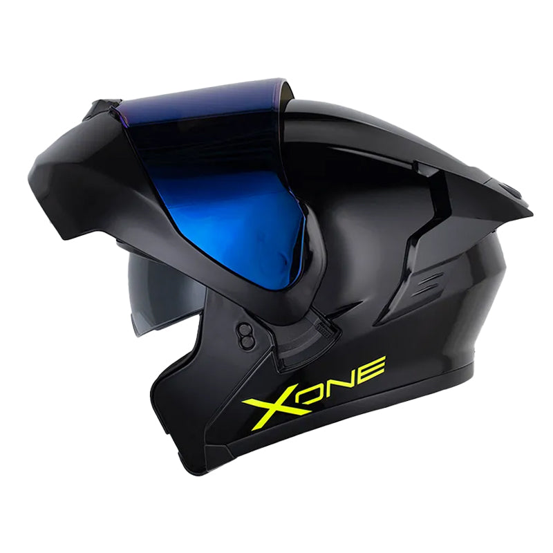 Casco X One X-3000Rs Solid_V2 Negro Amarillo Neon Visor Iridium Azul