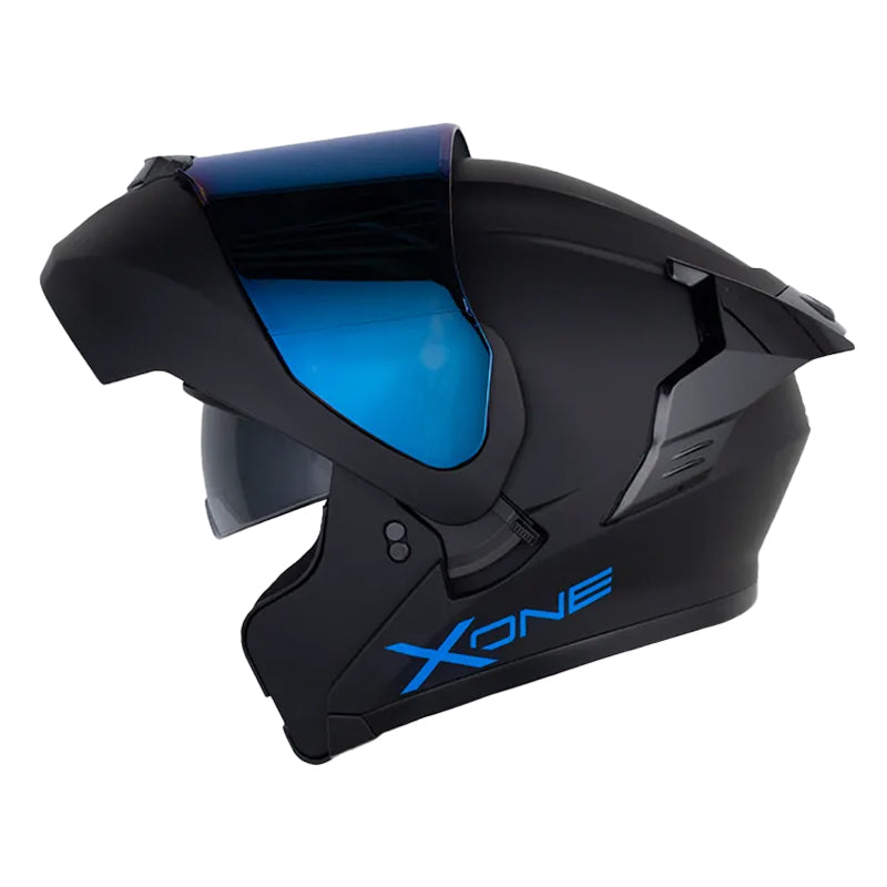 Casco X One X-3000Rs Solid_V2 Negro Azul Visor Iridium Azul