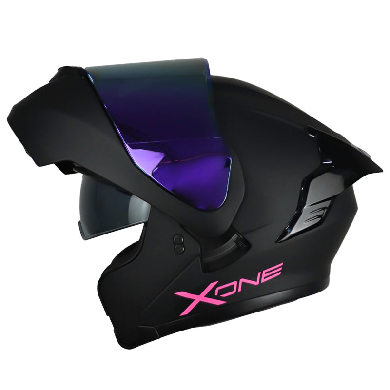Casco X One X-3000Rs Solid_V2 Negro Fucsia Visor Iridium Morado