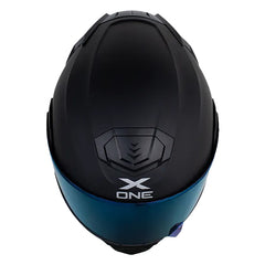 Casco X One X-3000Rs Solid_V2 Negro Gris Oscuro Visor Iridium Azul