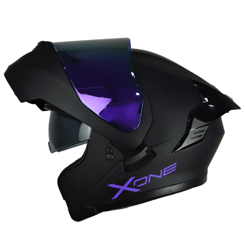 Casco X One X-3000Rs Solid_V2 Negro Morado Visor Iridium Morado