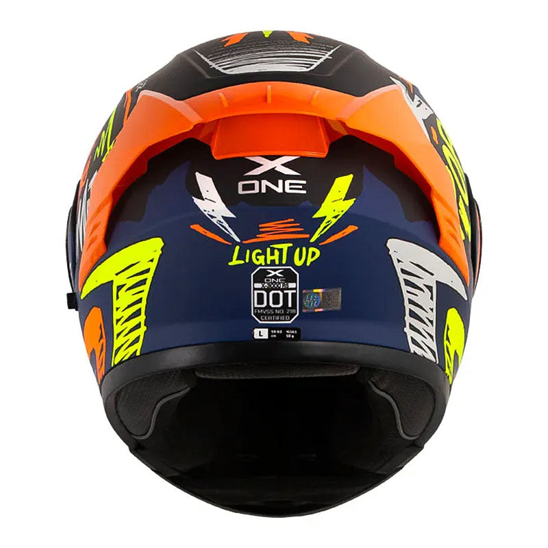 Casco X One X-3000 Rs Light Up Negro Amarillo Neon Visor Iridium Azul