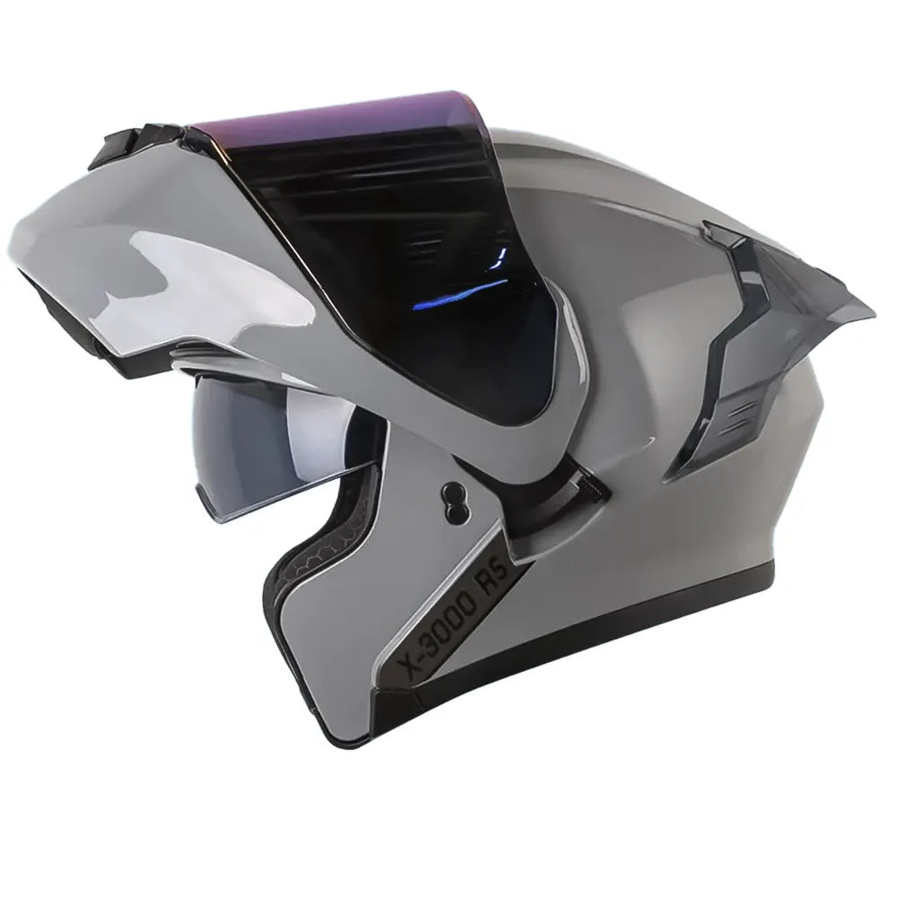 Casco X One X-3000 Rs Solid Gris Visor Iridium Azul
