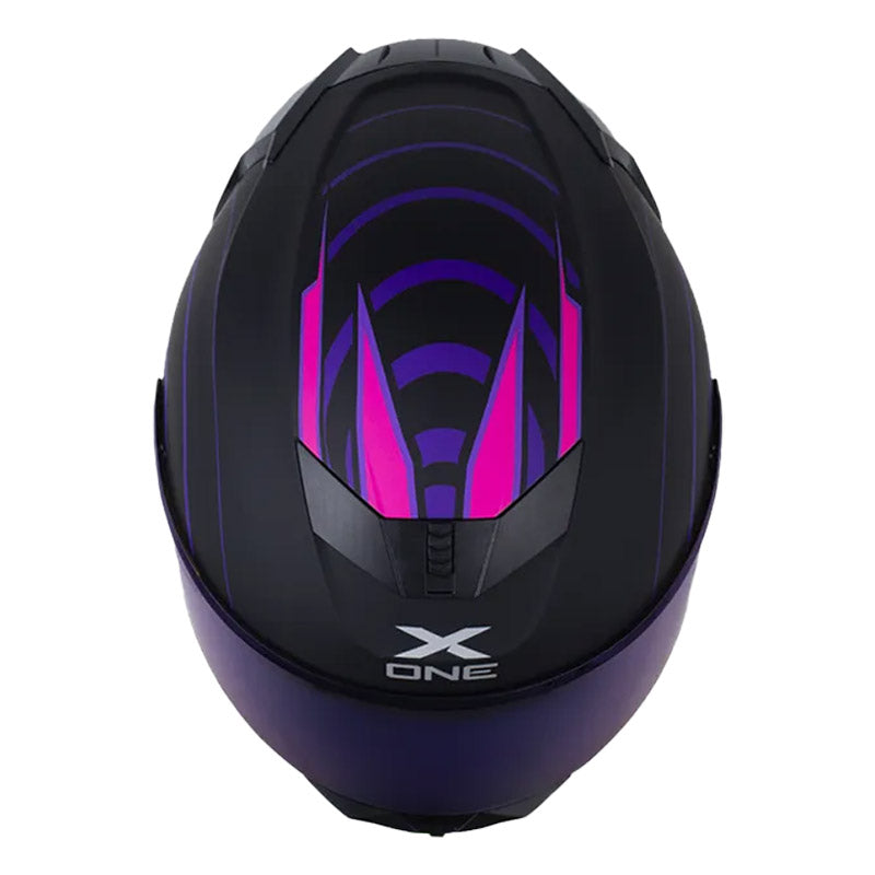Casco X_One X-500 Rs Alive Negro Fucsia Visor Iridium Azul