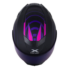 Casco X_One X-500 Rs Alive Negro Fucsia Visor Iridium Azul