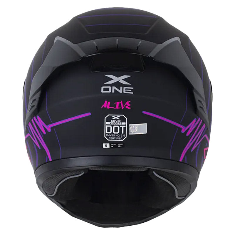 Casco X_One X-500 Rs Alive Negro Fucsia Visor Iridium Azul