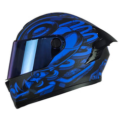 Casco X_One X-500 Rs Chaac Negro Azul Visor Iridium Azul