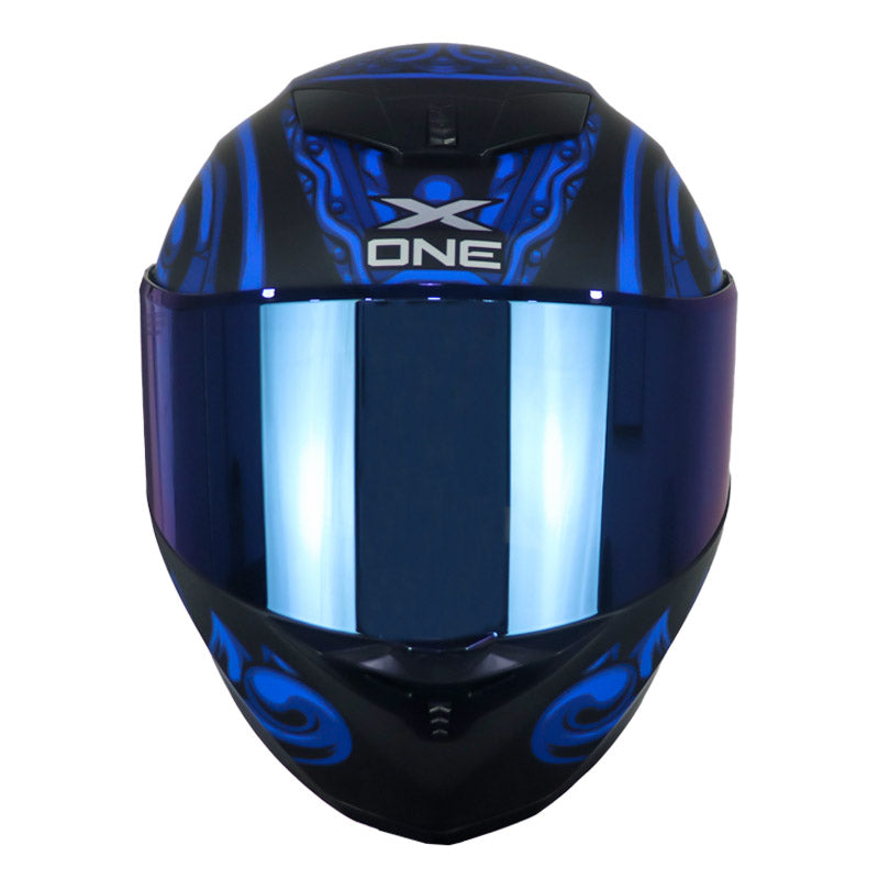 Casco X_One X-500 Rs Chaac Negro Azul Visor Iridium Azul