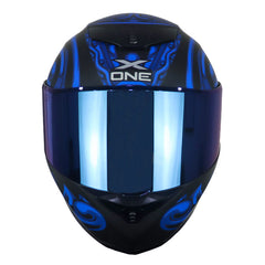 Casco X_One X-500 Rs Chaac Negro Azul Visor Iridium Azul