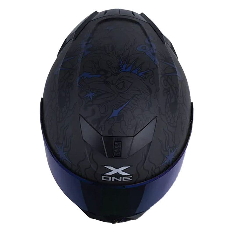Casco X_One X-500 Rs Nwize Gris Oscuro Azul Oscuro Visor Iridium Azul