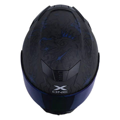 Casco X_One X-500 Rs Nwize Gris Oscuro Azul Oscuro Visor Iridium Azul