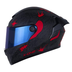Casco X_One X-500 Rs Nwize Gris Oscuro Rojo Visor Iridium Azul