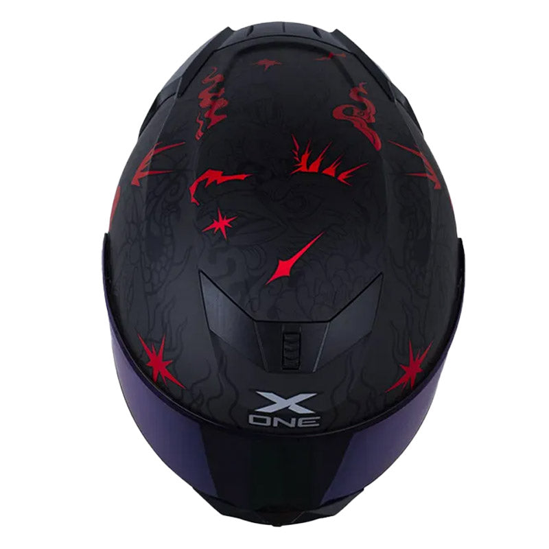 Casco X_One X-500 Rs Nwize Gris Oscuro Rojo Visor Iridium Azul