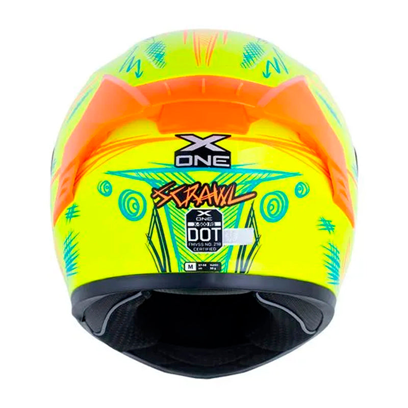 Casco X_One X-500 Rs Scrawl Amarillo Neon Naranja Neon Visor Iridium Azul