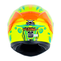 Casco X_One X-500 Rs Scrawl Amarillo Neon Naranja Neon Visor Iridium Azul