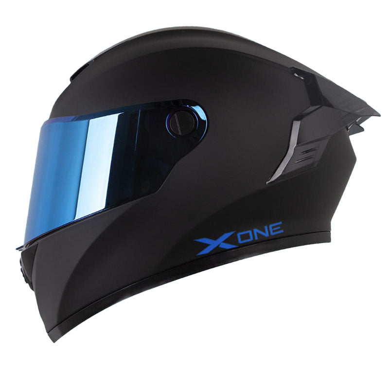 Casco X One X-500 Rs Solid Negro Azul Visor Iridium Azul