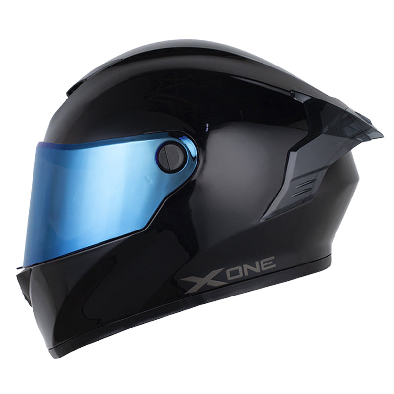 Casco X_One X-500 Rs Solid Negro Gris Oscuro Visor Iridium Azul