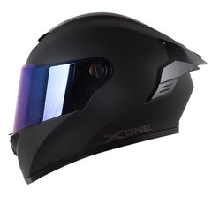 Casco X One X-500 Rs Solid Negro Gris Oscuro Visor Iridium Azul