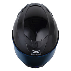 Casco X_One X-500 Rs Solid Negro Gris Oscuro Visor Iridium Azul