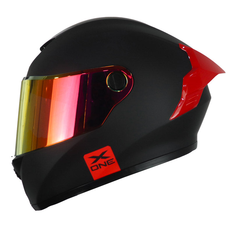 Casco X_One X-500 Rs Solid Negro Rojo Visor Iridium Rojo