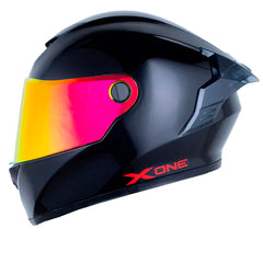Casco X One X-500 Rs Solid Negro Rojo Visor Iridium Rojo