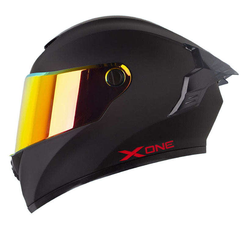 Casco X One X-500 Rs Solid Negro Rojo Visor Revo Rojo