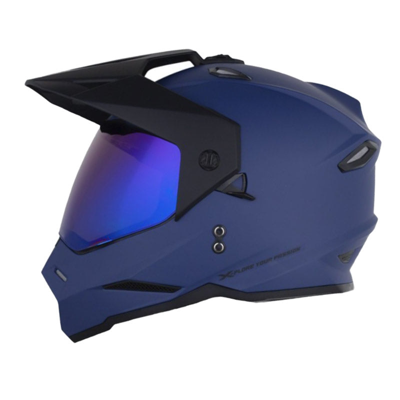 Casco X One X-Mx328 Dv Solid Azul Oscuro Negro Visor Iridium Azul