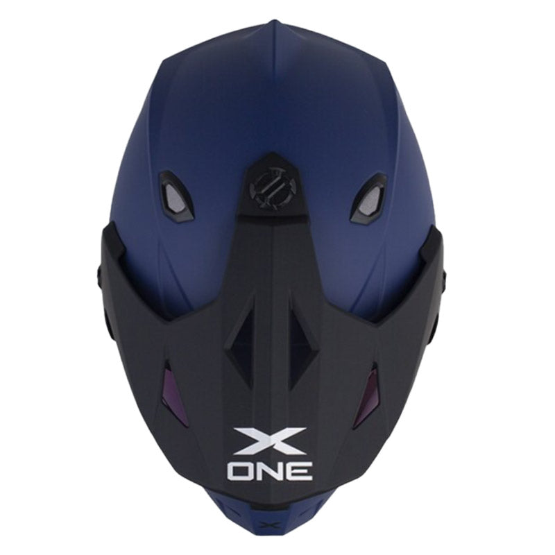 Casco X One X-Mx328 Dv Solid Azul Oscuro Negro Visor Iridium Azul