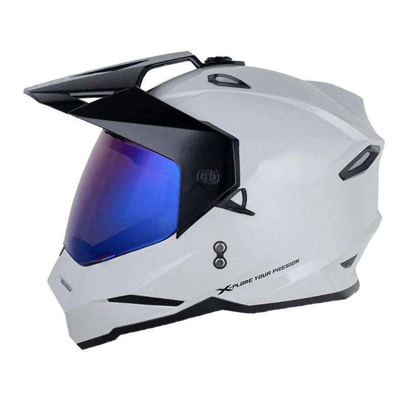 Casco X One X-Mx328 Dv Solid Gris Claro Negro Visor Iridium Azul