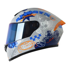 Casco X_One  x-500 Gt Evo Mad Kat Gris Azul Visor Iridium Azul