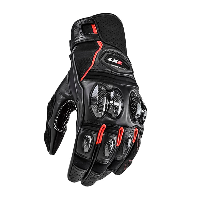 Guantes Ls2 Leather Man Negro Rojo