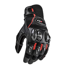 Guantes Ls2 Leather Man Negro Rojo